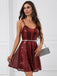 Deep Red 1920s Spaghetti Strap Sequined Dress