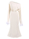 Beige 1930s Solid Plush Cuff Mermaid Dress