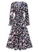 Navy Blue 1930s V-Neck Floral Dress