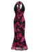 Rose Red 1930s Halter Floral Backless Dress