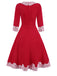 [Pre-Sale] Red 1950s Lace Button Patchwork Dress