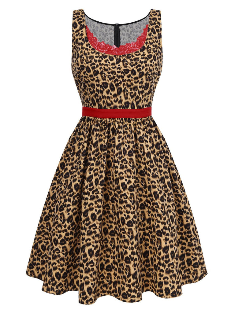 [Pre-Sale] [Plus Size] Brown 1950s Leopard Lace Dress