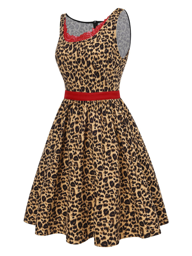 [Pre-Sale] [Plus Size] Brown 1950s Leopard Lace Dress