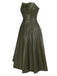 1950s Solid Faux Leather Strapless Dress