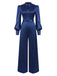 [Pre-Sale] Blue 1930s Satin Bishop Sleeves Jumpsuit