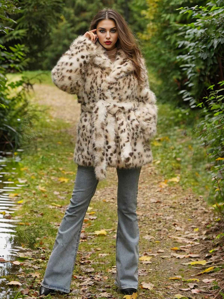 Leopard 1940s Imitation Fur Coat With Belt