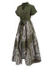 Green 1940s Tree Rings Belted Lapel Dress