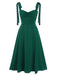 Green 1940s Sweetheart Neck Lace-Up Slit Dress