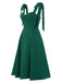 Green 1940s Sweetheart Neck Lace-Up Slit Dress