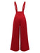 Red 1970s Suspender Wide-Leg Solid Pants