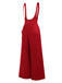 Red 1970s Suspender Wide-Leg Solid Pants