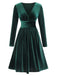 1940s V-Neck Solid A-line Velvet Dress