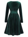 1940s V-Neck Solid A-line Velvet Dress