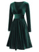 1940s V-Neck Solid A-line Velvet Dress