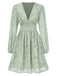 1960s Jaquard Floral Deep V-Neck Skater Dress