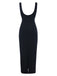 Black 1930s Binding Square Neck Bodycon Dress