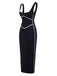 Black 1930s Binding Square Neck Bodycon Dress