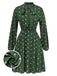 1940s Polka Dot Drawstring Pleated Dress