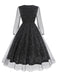 Black 1950s Mesh Sequined V-Neck dress