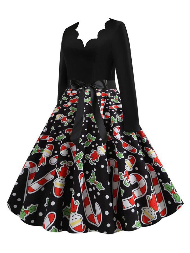 1950s Christmas Candy Canes Swing Dress