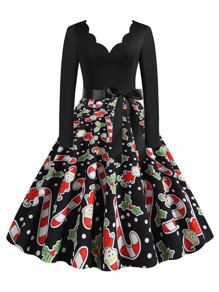 1950s Christmas Candy Canes Swing Dress