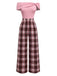 [Pre-Sale] Pink 1930s Off-Shoulder Plaids Jumpsuit