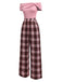 [Pre-Sale] Pink 1930s Off-Shoulder Plaids Jumpsuit