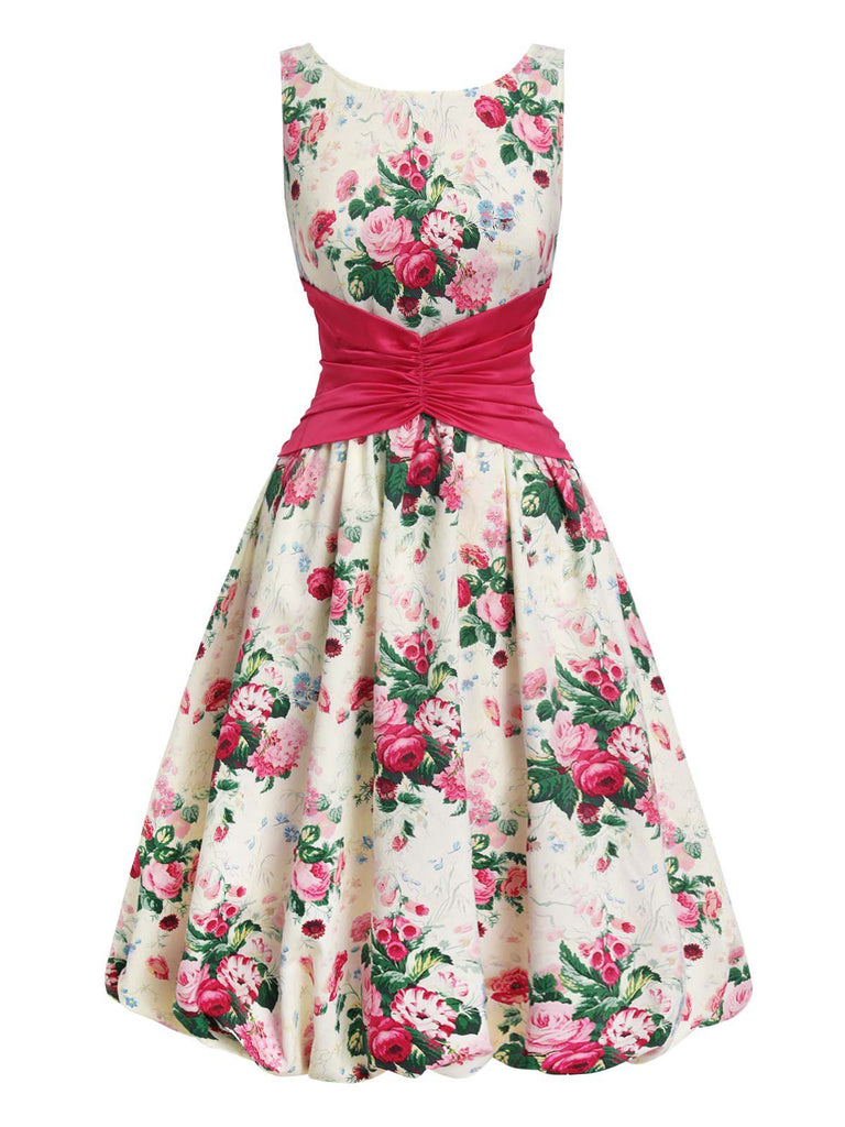 [Pre-Sale] Multicolor 1950s Back Bow Antique Floral Dress