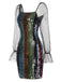 1960s Colorful Stripes Sequined Mesh Dress