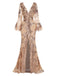 1930s Deep V-Neck Mesh Sequined Maxi Dress