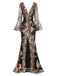 1930s Deep V-Neck Mesh Sequined Maxi Dress