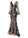 1930s Deep V-Neck Mesh Sequined Maxi Dress