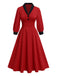 [Pre-Sale] Red 1940s Contrast Lantern Sleeves Lapel Dress