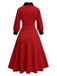 [Pre-Sale] Red 1940s Contrast Lantern Sleeves Lapel Dress