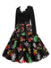 Black 1950s Christmas Gift Tree Belted Dress