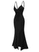 1930s Solid Spaghetti Straps Velvet Pleated Dress