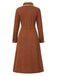 Brown 1940s Solid Lapel Belted Corduroy Dress