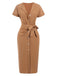 1960s Solid Lace-Up Pencil Dress