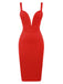 Red 1960s Ruffled Open Back Suspender Dress