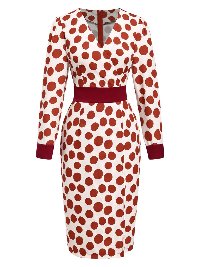 [Pre-Sale] Red 1960S Large Polka Dots Pencil Dress