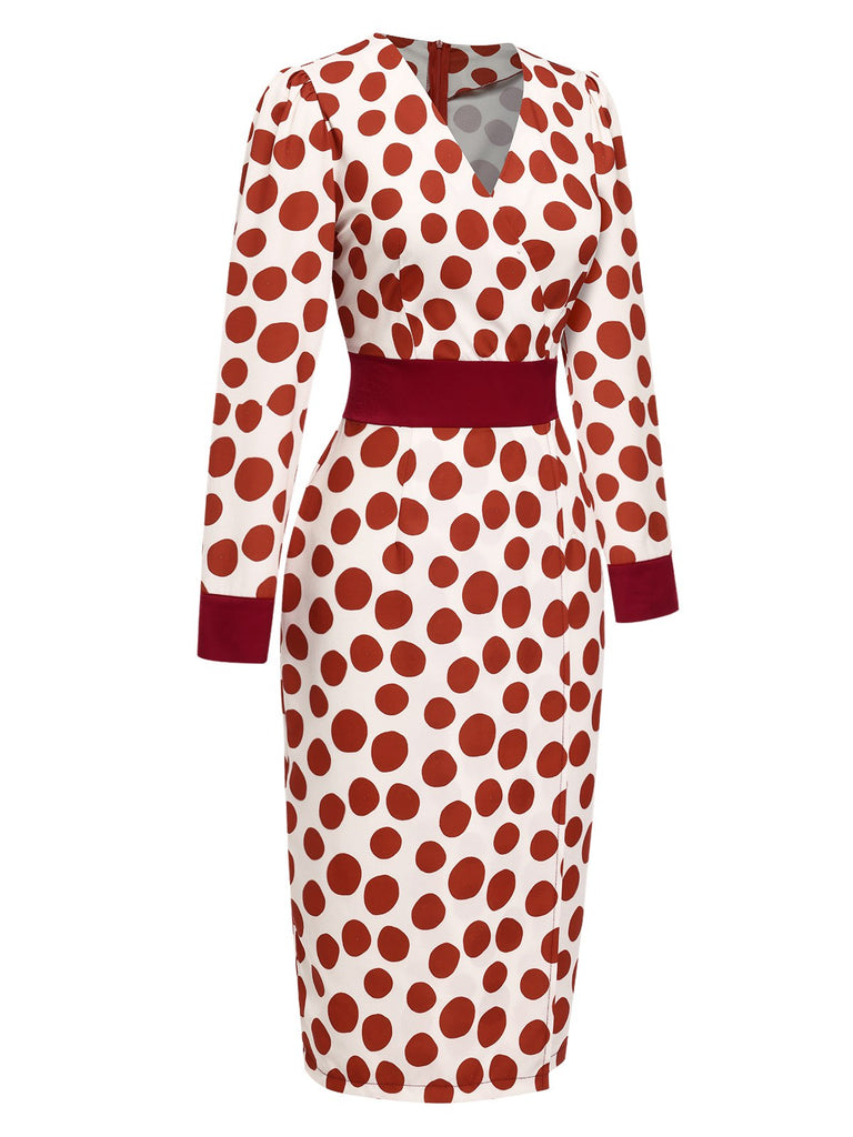 [Pre-Sale] Red 1960S Large Polka Dots Pencil Dress