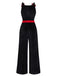 Black 1940s Christmas Elk Plush Velvet Jumpsuit