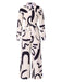 White 1930s Random Brush Ink Lapel Jumpsuit