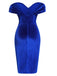 Blue 1960s Solid Drop Shoulder Velvet Dress