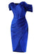 Blue 1960s Solid Drop Shoulder Velvet Dress