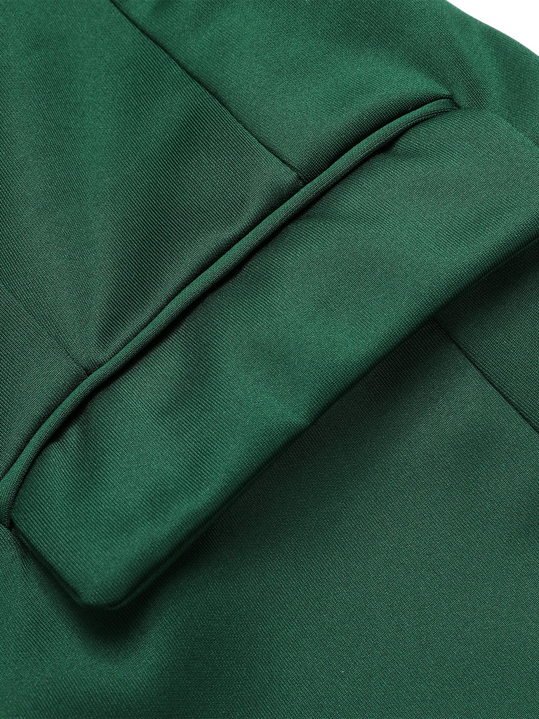 Green 1940s Solid Double-Breasted Coat