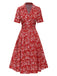 [Pre-Sale] Red 1940s Ditsy Floral Lapel Dress