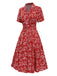 [Pre-Sale] Red 1940s Ditsy Floral Lapel Dress