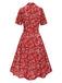 [Pre-Sale] Red 1940s Ditsy Floral Lapel Dress