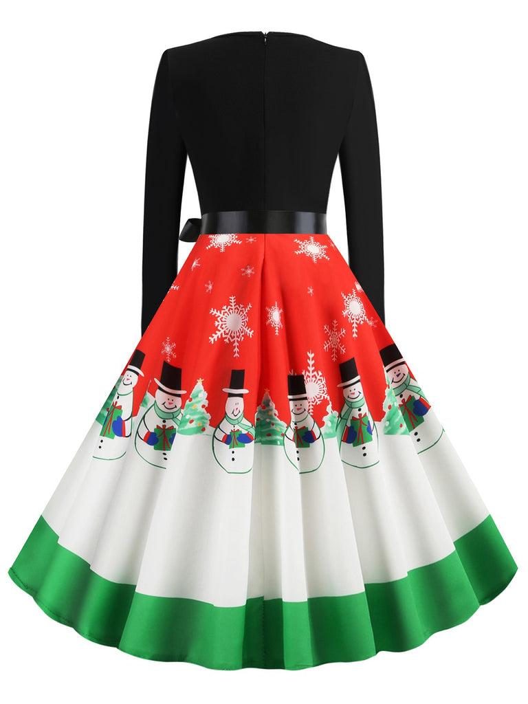 1950s Christmas Patchwork Swing Dress